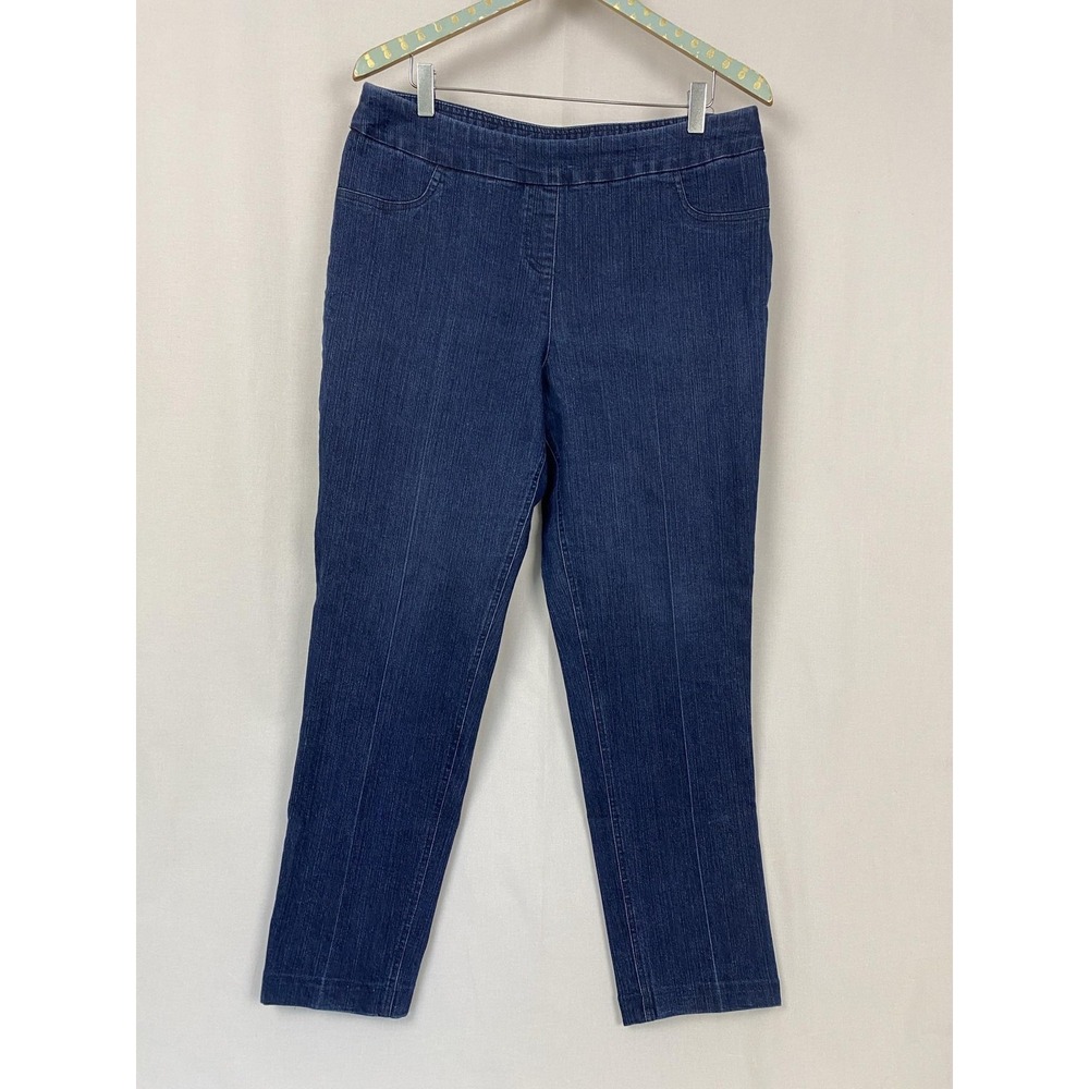 SlimSation Multiples Jeans Womens 16 Blue Medium Wash Straight Pull On 34x29